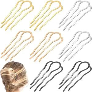 8 Pieces Hair Side Combs, Metal Hair Fork Clip Hair Pins for Buns Hair Updo U-Shape Hair Sticks for Women Hair Styling Tool Accessories (mixed)