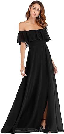 Ever-Pretty Womens Off The Shoulder Ruffle Party Dresses Side Split Beach Maxi Dress 00968